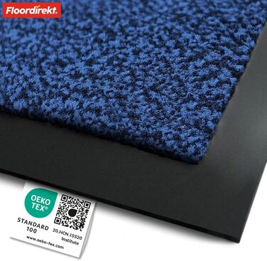 Килимок Floordirekt Rhine для вловлювання бруду - миючий та високоефективний килимок для дверей - килимок для чистого ходу з нековзною підкладкою - вхідний килимок (синій (плямистий), 90 см x 150 см)