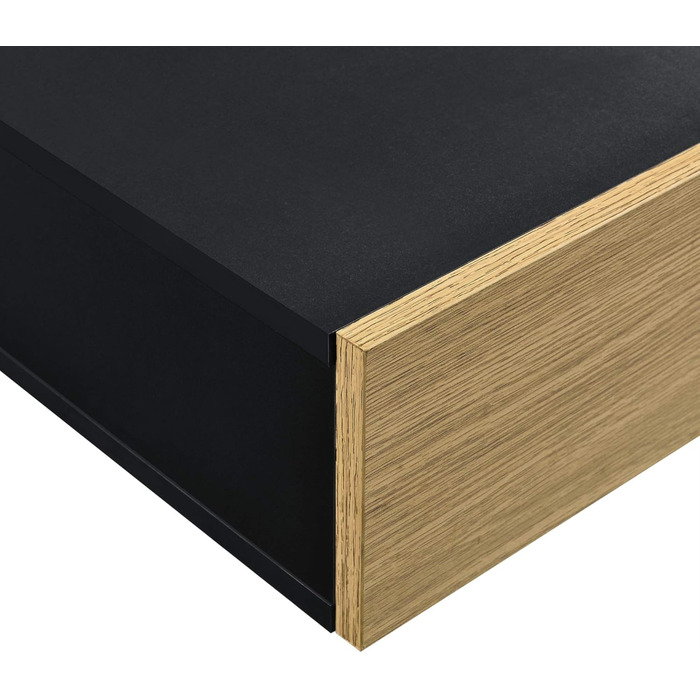 Набір з 2 настінних полиць з шухлядою Чорний/дерево Підвісна полиця Настінна полиця Шафа Стіл Тумба приліжкова Комод Настінна поли