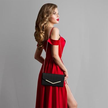 Клатч жіночий блискучий, мініатюрна сумочка-конверт, елегантна вечірня сумочка для нареченої, з від'ємним ланцюжком для весілля, вечірки, випускного (Чорний)