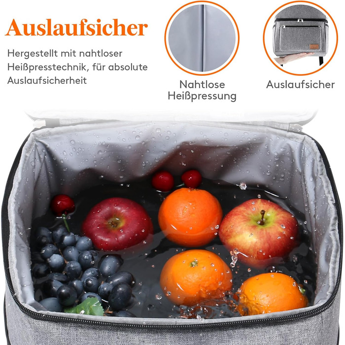 Ізольована сумка-холодильник Lifewit 21L 30 Can, термосумка для обіду, рюкзак-холодильник, герметична двоповерхова сумка-холодильник для чоловіків, жінок, мам для обіду, пікніка, покупок, подорожей, сіра