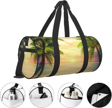 Спортивна сумка, дорожня сумка, пляжна сумка, принт Захід сонця, сумка на нічліг, чорна, універсальний розмір, сумка для подорожей