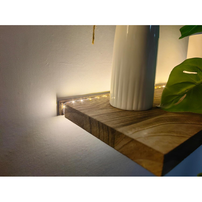 Полиці для ванної кімнати Плаваючі полиці для настінного декору Дерев&39яні настінні полиці для зберігання зі світлодіодними стрічковими світильниками над туалетом Плаваюча полиця для ванної кімнати, підвісна для книг, кутова вітальня, спальня, декор кухн