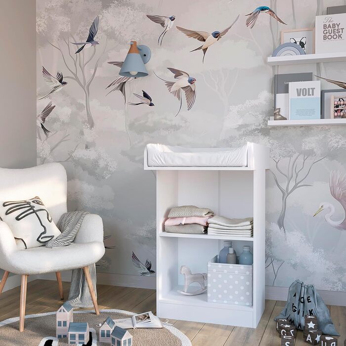 Пеленальний столик KOMTO білий - Вузький пеленальний столик, дитячий комод зі знімною пеленальною стільницею, дитячий пеленальний столик Lulliblox M1