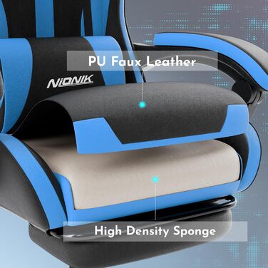 Офісне крісло, ігрове крісло, геймерське крісло, комп&39ютерне крісло з підставкою для ніг, м&39яке ігрове крісло, ігрове крісло для дорослих, обертове крісло, чорний/синій