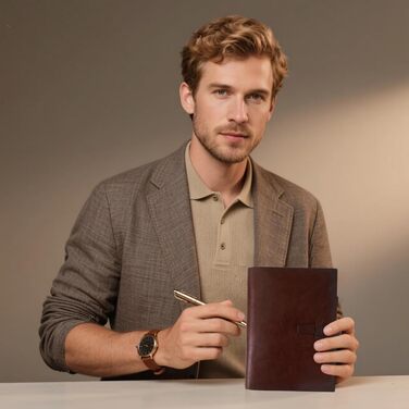 Шкіряний блокнот А5 з можливістю багаторазового поповнення, багаторазовий шкіряний щоденник, вінтажний органайзер з металевою папкою на 6 кілець, 120 сторінок, лінований папір та кишеня, для письменників, бізнесу, роботи, навчання, А5 кавово-коричневого к