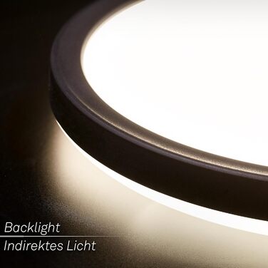 Стельовий LED-світильник BRILONER з непрямим світлом, плоский, нейтральний білий, чорний, круглий (48x3 см)
