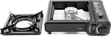 Туристична плита TruWare для газових балонів - Потужна, портативна та надійна газова плита з картриджами та хрестовиною для плити - Ідеально підходить для приготування їжі на свіжому повітрі та щоденного використання. Газова плита 4 картриджі