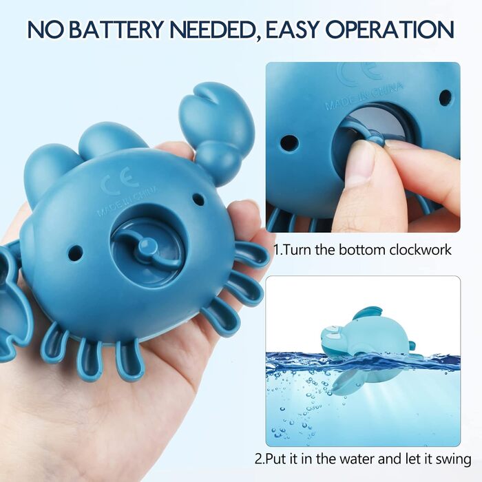 Дитячі іграшки для купання, заводні іграшки для купання 4 упаковки для дітей, іграшки для ванни, іграшки для купання для дітей, хл