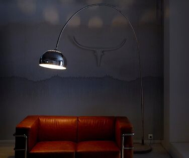 Торшер Big-Deal Deluxe Silver хромований з диммером і бетонною основою Arc Lamp Concrete W223 x D49 x H240 см