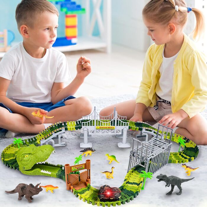 Динозавр Іграшкова машина гоночна траса від 3 4 5 6 років Дитяча іграшка з гоночною трасою Дитяча гра динозавр Динозавр Іграшкова