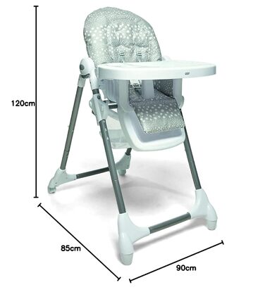 Стільчик для годування Mamas & Papas Snax, регульований, складний зі знімною обідньою дошкою, сірий в крапку