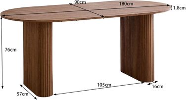 Овальний обідній стіл 180 см для 6-8 осіб сучасний фермерський стіл з поверхнею під дерево та стабільними еліптичними ніжками для кухні, їдальні, конференц-залу (темно-коричневий)
