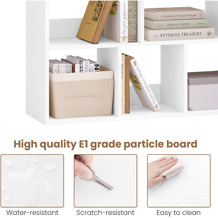 Книжкова полиця eSituro, окремостояча полиця з 14 відділеннями, кубічна полиця, полиця для зберігання, офісна полиця, відкрита полиця для вітальні, кабінету, офісу, компактна, 120x120x30 см, білий