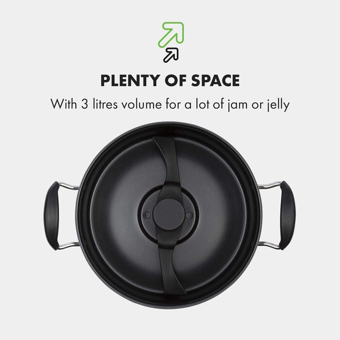 Варильна машина Klarstein Jam Session, 1000 Вт, 2 автоматичні програми, регульований час приготування, автоматична мішалка, внутрішня каструля з покриттям, каструля, яку можна мити в посудомийній машині, об'єм 3 літри 1000 Вт