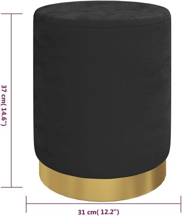 Круглий пуф для зберігання, м&39який пуф, пуф для ніг, круглий табурет, пуф, табурет з місцем для зберігання, вітальня, чорний оксамит, 31 x 37 см