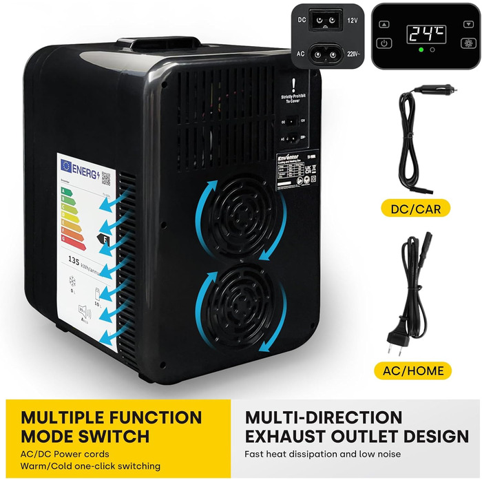 Міні-холодильник Enventor 10 літрів, охолоджувач і підігрівач, 220В змінного струму 12В постійного струму, портативний міні-холоди