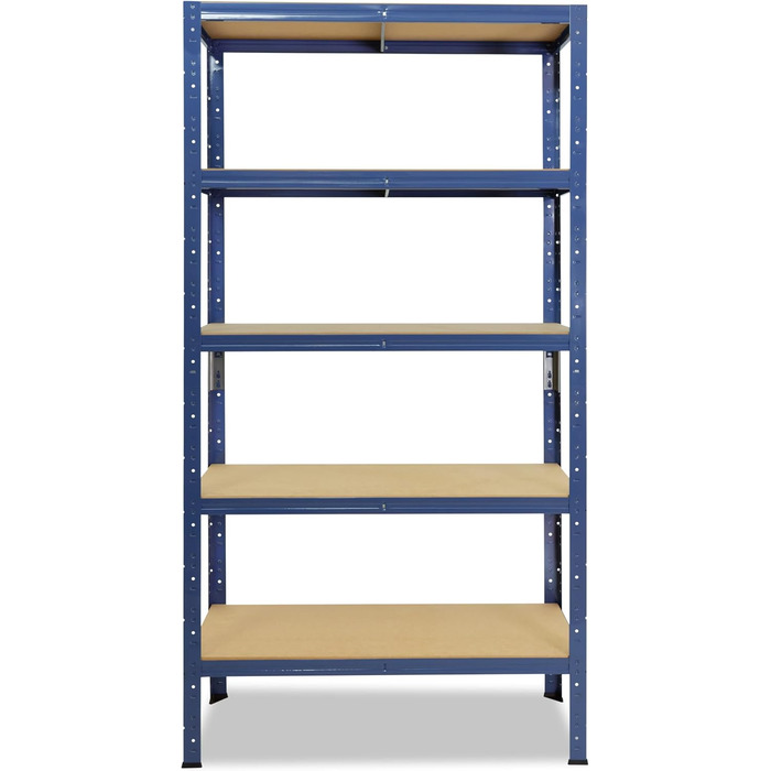 Надміцний стелаж для дому, синій/металевий стелаж з 5 полицями/стелаж для підвалу, стелаж для гаража, стелаж для майстерні або стелаж для зберігання/металевий стелаж без болтів, вантажопідйомність 175 кг, В 200 см / Ш 50 см / Г 40 см, 200x50x40