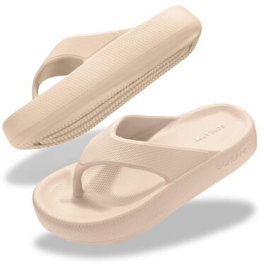 Оригінальні шльопанці, сандалі-стрінги для жінок та чоловіків, пляжне взуття в стилі сандалів, 100 без пластику, водонепроникні та нековзні, розмір 40/41 EU, бежевий