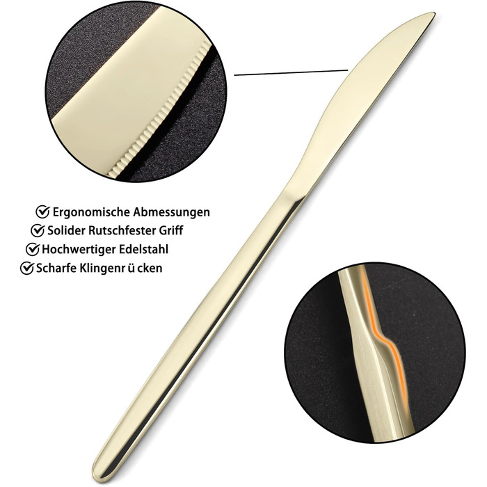 Набір столових приборів на 12 осіб, 60 предметів, колір шампанське золото, ніж з нержавіючої сталі, виделка, ложка, полірований набір столових приборів з високим глянцем, блискучі столові прибори, можна мити в посудомийній машині, колір шампанське на 60 п