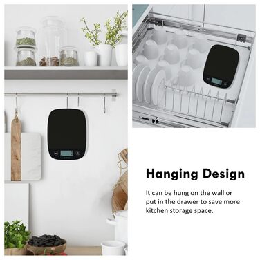 Цифрові кухонні ваги NUTRI FIT, ультратонкі, електронні багатофункціональні кухонні ваги, великий дисплей, пластикова платформа, 5