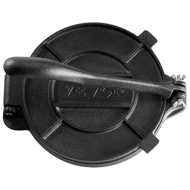 Прес для тортильї VEVOR, прес для тако 25 см, міцний чавунний прес для тортильї, виробник попередньо приправлених тортильї зі 100 шт. пергаментного паперу, машина для тіста для борошняних коржів, чорна