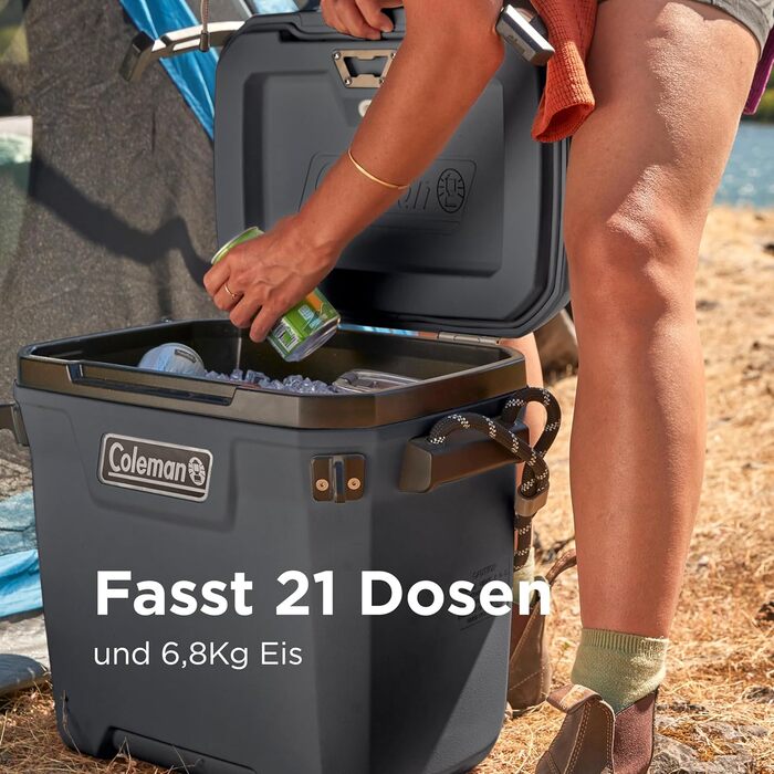 Потужний холодильник Coleman Convoy Місткість 27-22 л Зберігає лід до 5 днів Повна піноізоляція Великий портативний холодильник для використання на відкритому повітрі та будівельних майданчиках 28 кварт