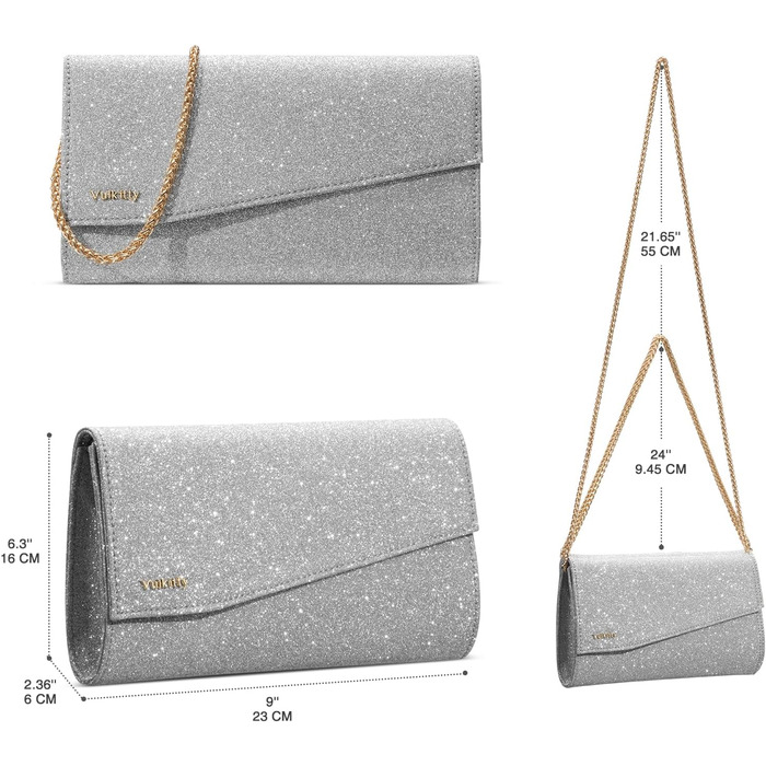 Вечірня сумочка-клатч для жінок, блискуча сумка через плече, жіноча сумочка на ланцюжку для вечірки, випускного, весілля, срібляста