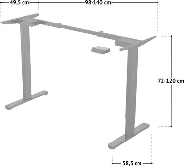 Каркас електричного столу SVITA DOBON для стільниці, регульовані по висоті ніжки, функція пам&39яті, подвійний двигун, металевий, сірий