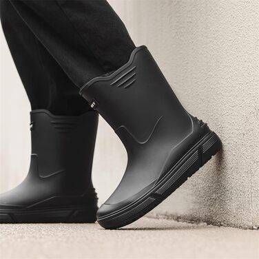 Водне взуття, гумові чоботи, гумові чоботи, чоловічі, європейський стиль, нековзні, для кухні, активного відпочинку, риболовлі, подорожей та походів, розмір 2, чорні, 40 2/3 EU