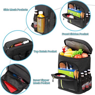 Великий рюкзак-холодильник PENGDA - 30-літровий ізольований рюкзак-холодильник, водонепроникна надлегка сумка для пікніка для чоловіків та жінок, сумка-холодильник для кемпінгу, барбекю, походів, пікніків, чорний