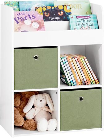 Дитяча книжкова полиця Дитяча книжкова полиця з 2 тканинними ящиками Полиця для іграшок Полиця для зберігання іграшок для дітей Ор