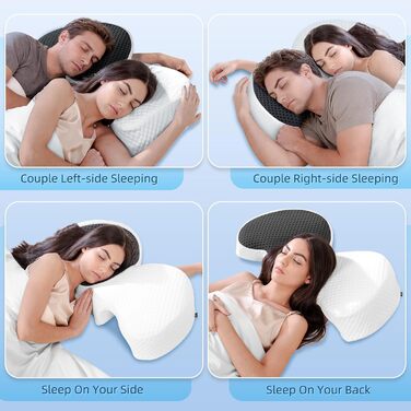 Подушка для сну на боці HOMCA для пар, подушка для пар з проймою, подушка для рук з піни з ефектом пам&39яті для зняття тиску, подушка для шиї з подвійними проймами, знімний чохол, 72x37x15 см