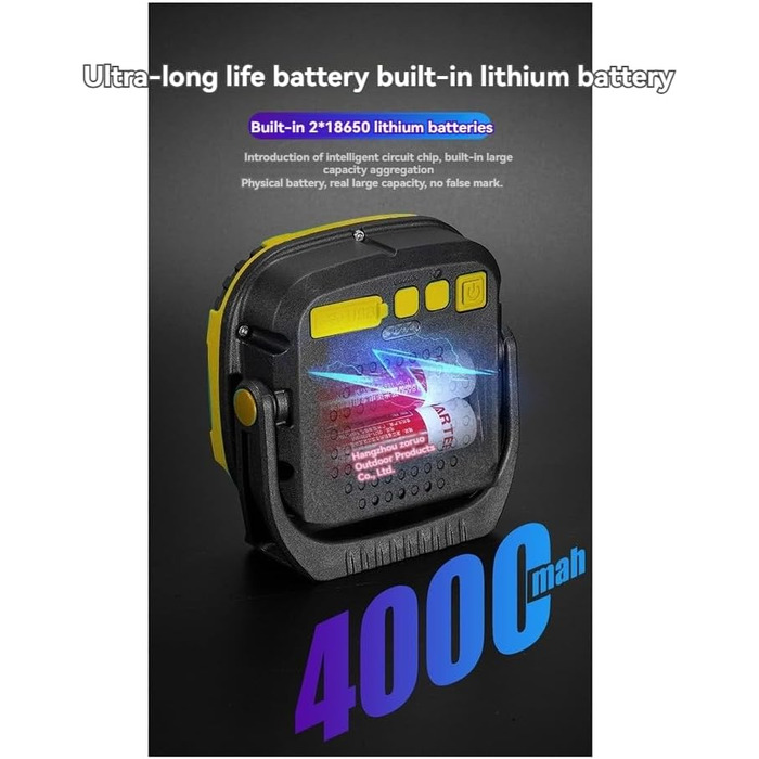 Портативний світлодіодний ліхтар-прожектор, потужний ліхтарик для кемпінгу на свіжому повітрі, риболовлі, надзвичайних ситуацій, акумуляторний робочий ліхтарик, жовтий