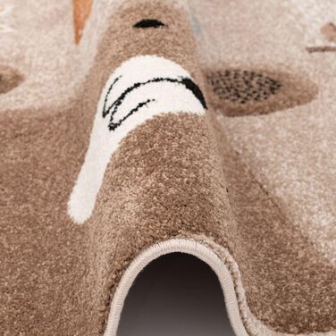 Килимок для дитячої кімнати Pergamon з коротким ворсом Maui Kids Fox and Bear Beige Brown в 5 розмірах 120 х 170 см