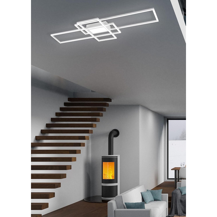 Стеля LED-світильник Trio Leuchten Irvine 620010431, матовий білий метал, 60 Вт LED, з пультом, димером та нічним підсвічуванням