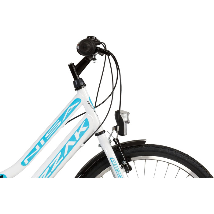 Дюймовий міський велосипед, велосипед для дівчаток, дитячий велосипед, жіночий велосипед, 21 передача, розмір рами приблизно 42 см, білий/бірюзовий, новий - 051, 24-