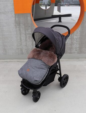 Муфта для ніг з овчини Неллі, овчина капучино, антрацитовий меланж