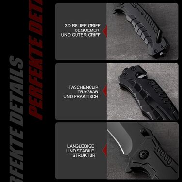 Складаний ніж Kryvex 3-в-1 кишеньковий ніж з кліпсою, ніж EDC, одноручний ніж, ніж для кемпінгу 006-LL