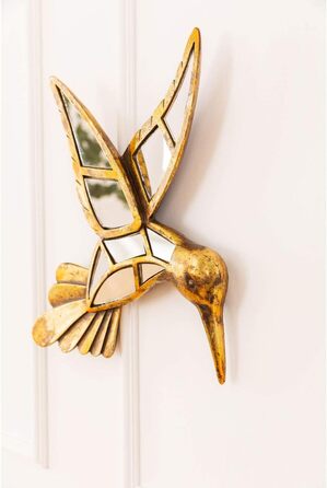 Настінний декор Bird Mirror Gold, настінний декор, птах, дзеркальне скло, аксесуари, вітальня, настінний предмет, настінний декор,