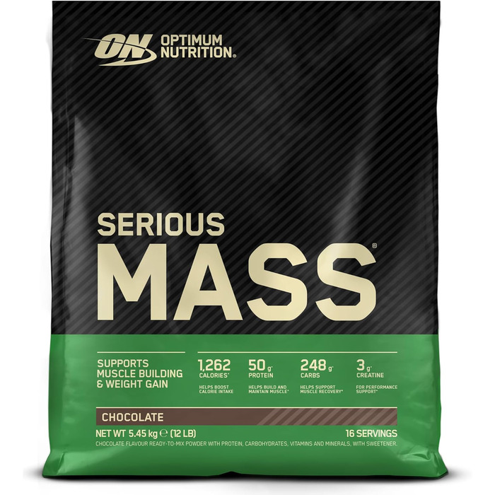 Гейнер для набору ваги Optimum Nutrition Serious Mass, порошок, шоколад, 5,45 кг (16 порцій)