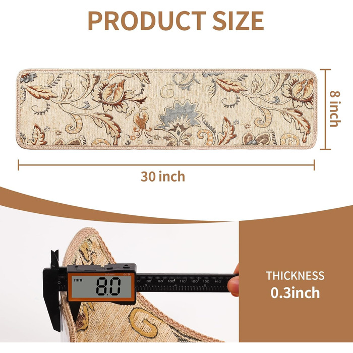 Нова технологія в&39язання, нековзні килимові сходинки для використання всередині приміщень, збільшена товщина, відчуття тонкої бавовни під ногами, елегантний візерунок, неповторний, 20,3 x 76,2 см, 7 шт.