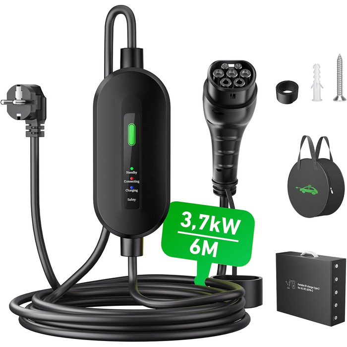 Зарядний кабель електромобіля тип 2 Schuko 16A, зарядний кабель тип 2 Schuko 3.68kw, зарядний кабель E car, зарядний кабель тип 2