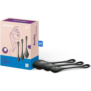 Кульки для сексу Satisfyer Yoni Power 2 Love Balls Набір із 3 силіконових кульок Кегеля для жінок 22-73 г та 2-3 см Для початківців та досвідчених Силікон медичного класу Секс-іграшка чорного кольору