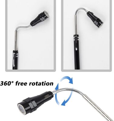 Портативний робочий ліхтарик, телескопічний ліхтарик, що перезаряджається, аварійний ліхтарик для ремонту автомобіля, кемпінгу, збирання кутів, гнучкий ліхтарик