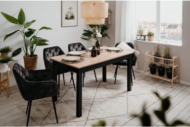 Обідній стіл Кухонний стіл Coburg 120 кольору Artisan Oak / Black, приблизно 120 x 76 x 70 см, розкладний до 160 см, 003410