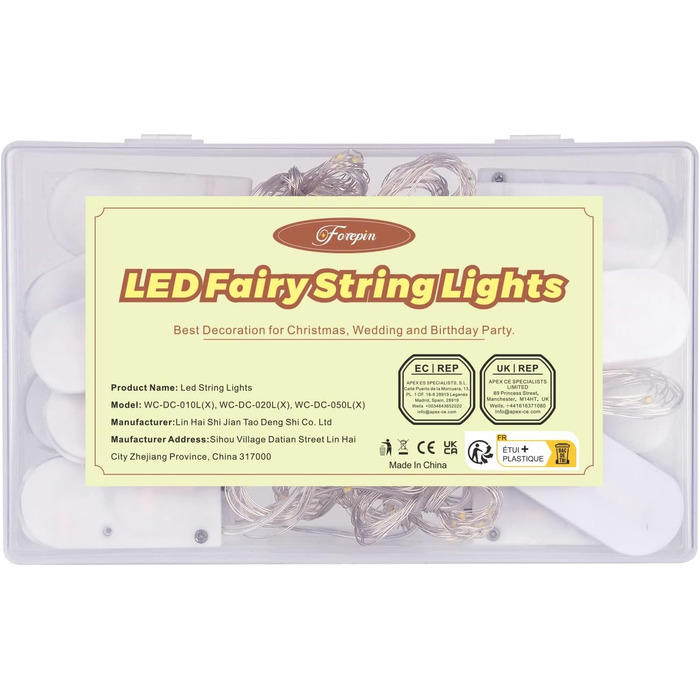 Світлодіодна батарея казкових вогнів, 20 шт. 1M 10 світлодіодів теплі білі внутрішні казкові вогні з акумулятором для спальні, веч