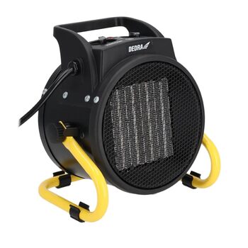 Електричний PTC обігрівач DEDRA 2,0 кВт, круглий, чорний, площа обігріву 20 м, керамічний нагрівальний елемент, для добре ізольованих приміщень, термостат, захист від перегріву, три режими роботи, контроль температури. Площа обігріву 20 м та продуктивніст