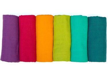 Кольорові серветки для відрижки (веселка, набір 6, 80x80 см) - Кольорові муслінові пелюшки, муслінові серветки 100 бавовна, сертиф
