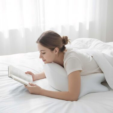 Ергономічна подушка для шиї OKYUK 4 в 1 з двозонним дизайном, подушка з піни з ефектом пам&39яті зі знімною наволочкою для сну на боці, спині та животі (сіро-біла)