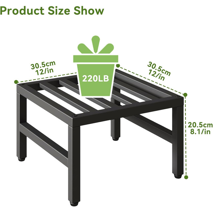 Підставка для рослин IBUYKE з 3 предметів, металева, для використання в приміщенні/на вулиці, міцна підставка для невеликих квіткових горщиків 30 см, сучасна квадратна полиця для рослин, підставка для вітальні, балкону, саду, чорна TMJ075B-3 чорна 30 см -